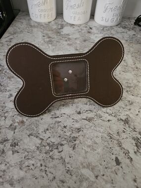 Brown Bone-Shaped Leather Photo Frame